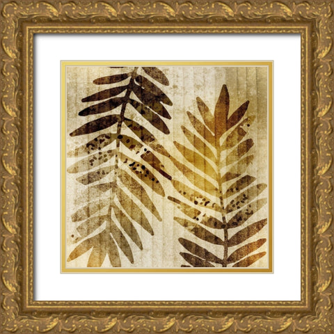 Bamboo Leaves 2 Gold Ornate Wood Framed Art Print with Double Matting by Kimberly, Allen