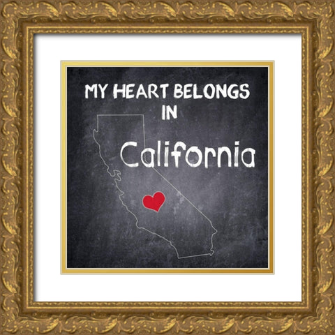 My Heart CA Gold Ornate Wood Framed Art Print with Double Matting by Kimberly, Allen