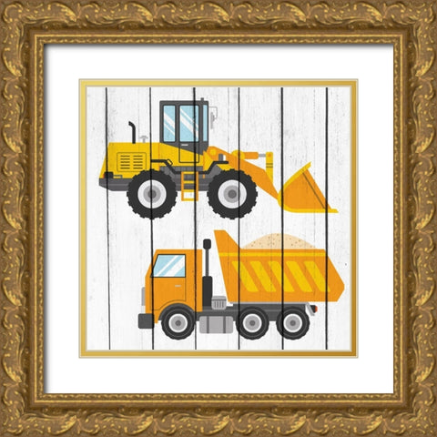 Tractor and Trucks 1 Gold Ornate Wood Framed Art Print with Double Matting by Kimberly, Allen