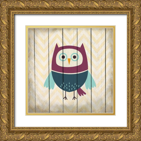 Owl 1 Gold Ornate Wood Framed Art Print with Double Matting by Kimberly, Allen