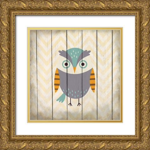 Owl 2 Gold Ornate Wood Framed Art Print with Double Matting by Kimberly, Allen