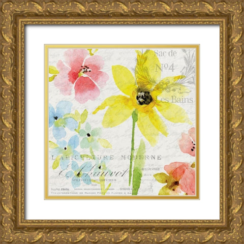 French Floral 1 Gold Ornate Wood Framed Art Print with Double Matting by Allen, Kimberly