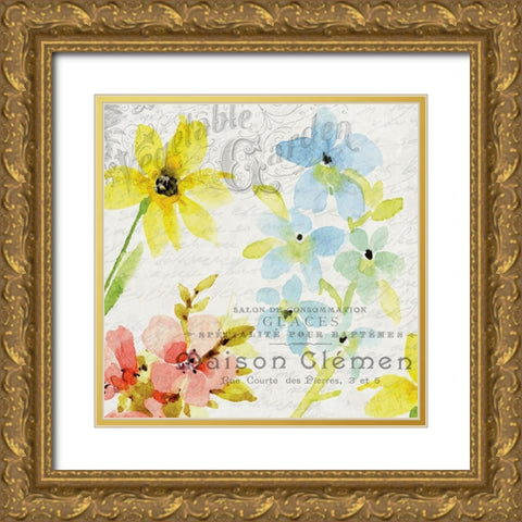 French Floral 2 Gold Ornate Wood Framed Art Print with Double Matting by Allen, Kimberly