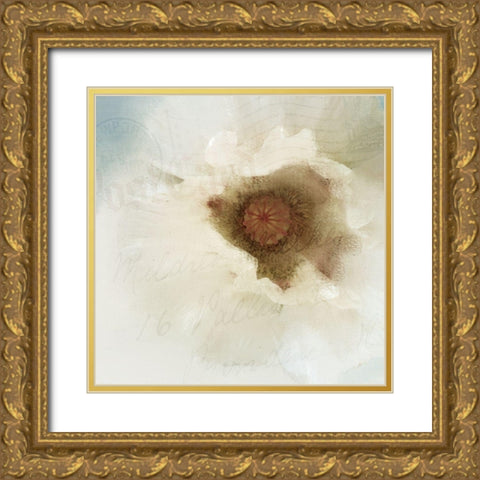 Postcard Poppy Gold Ornate Wood Framed Art Print with Double Matting by Allen, Kimberly