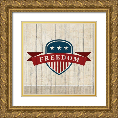 Liberty 3 Gold Ornate Wood Framed Art Print with Double Matting by Kimberly, Allen