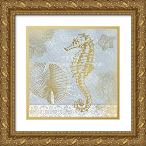 Azure Coastal Calm 1 Gold Ornate Wood Framed Art Print with Double Matting by Kimberly, Allen