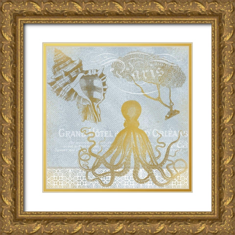 Azure Coastal Calm 2 Gold Ornate Wood Framed Art Print with Double Matting by Kimberly, Allen