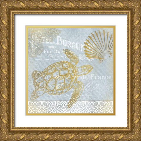 Azure Coastal Calm 3 Gold Ornate Wood Framed Art Print with Double Matting by Kimberly, Allen