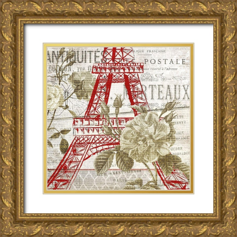 Paris Script Series 3 Gold Ornate Wood Framed Art Print with Double Matting by Kimberly, Allen