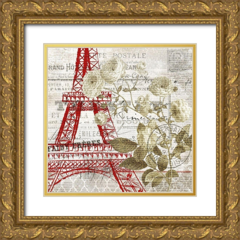 Paris Script Series 4 Gold Ornate Wood Framed Art Print with Double Matting by Kimberly, Allen