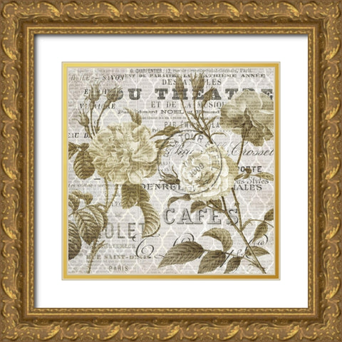 Paris Script Series 6 Gold Ornate Wood Framed Art Print with Double Matting by Kimberly, Allen