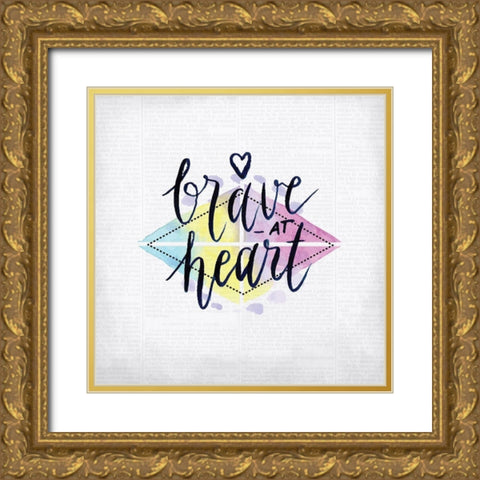 Newspaper Boho 1 Gold Ornate Wood Framed Art Print with Double Matting by Kimberly, Allen