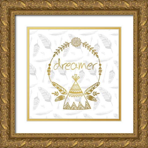 Feathered Dreamer Gold Ornate Wood Framed Art Print with Double Matting by Kimberly, Allen