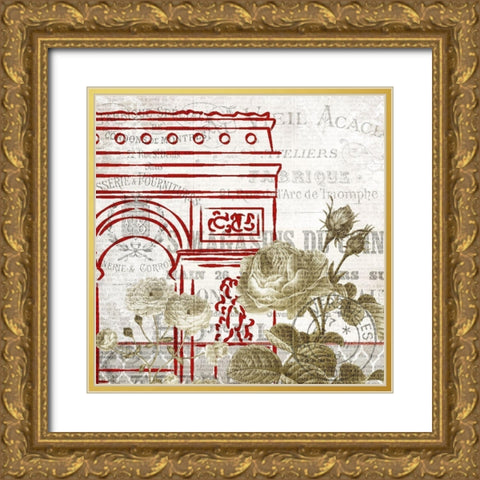Paris Script Series 8 Gold Ornate Wood Framed Art Print with Double Matting by Kimberly, Allen