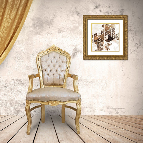 Triangles in Copper 1 Gold Ornate Wood Framed Art Print with Double Matting by Allen, Kimberly