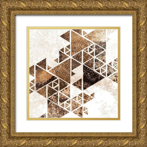 Triangles in Copper 1 Gold Ornate Wood Framed Art Print with Double Matting by Allen, Kimberly