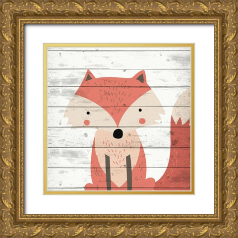 Woodland Creatures 1 Gold Ornate Wood Framed Art Print with Double Matting by Allen, Kimberly