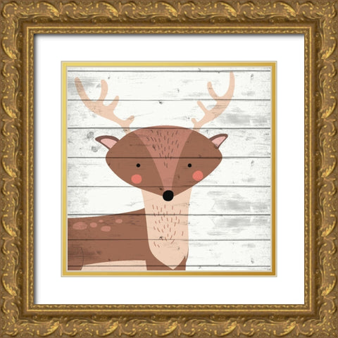 Woodland Creatures 2 Gold Ornate Wood Framed Art Print with Double Matting by Allen, Kimberly