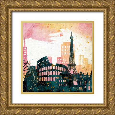 All Around the World 2 Gold Ornate Wood Framed Art Print with Double Matting by Kimberly, Allen