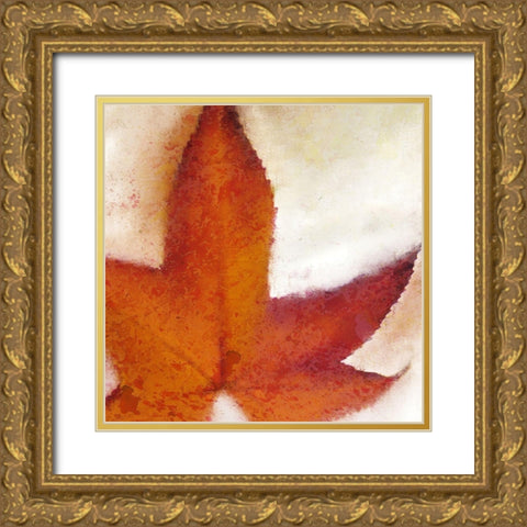 Splatter Leaves 1 Gold Ornate Wood Framed Art Print with Double Matting by Kimberly, Allen