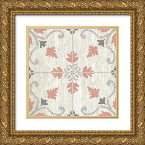 Tiled Grey 1 Gold Ornate Wood Framed Art Print with Double Matting by Kimberly, Allen