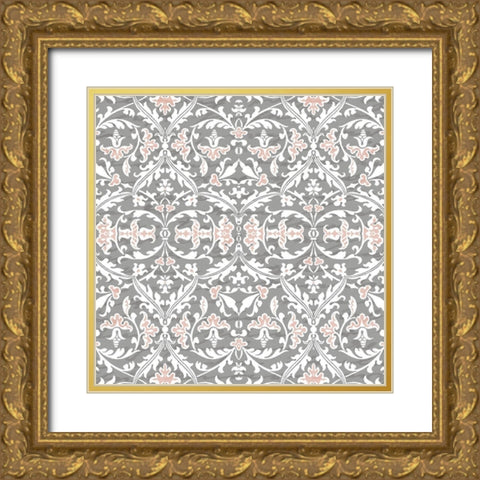 Hydrangea Paris Grey Pattern 1 Gold Ornate Wood Framed Art Print with Double Matting by Kimberly, Allen