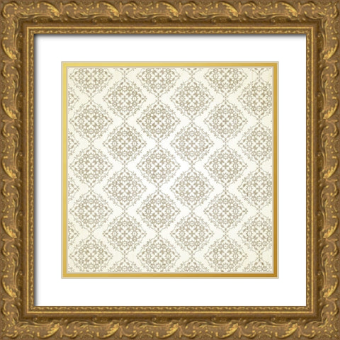 Paris Mon Amour Pattern 2 Gold Ornate Wood Framed Art Print with Double Matting by Kimberly, Allen