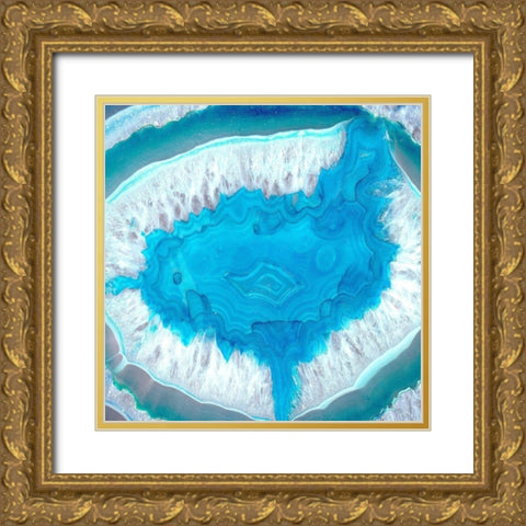 Blue Geo 1 Gold Ornate Wood Framed Art Print with Double Matting by Kimberly, Allen