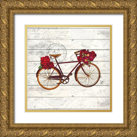 Carte Postal Bike 3 Gold Ornate Wood Framed Art Print with Double Matting by Kimberly, Allen