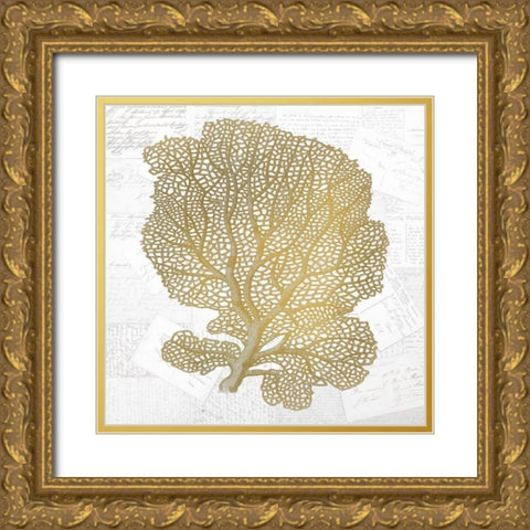 Gold Coral 1 Gold Ornate Wood Framed Art Print with Double Matting by Kimberly, Allen