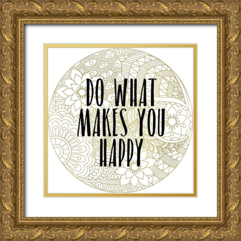 Happy 1 Gold Ornate Wood Framed Art Print with Double Matting by Kimberly, Allen