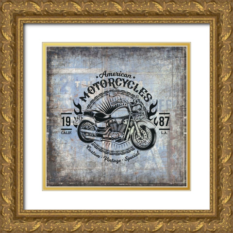 American Motorcycle 1 Gold Ornate Wood Framed Art Print with Double Matting by Kimberly, Allen
