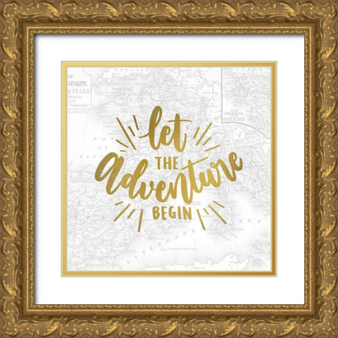 Go Travel 1 Gold Ornate Wood Framed Art Print with Double Matting by Kimberly, Allen