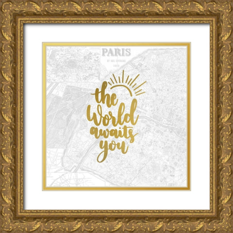 Go Travel 3 Gold Ornate Wood Framed Art Print with Double Matting by Kimberly, Allen