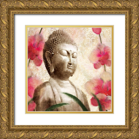 Buddha Orchids 1 Gold Ornate Wood Framed Art Print with Double Matting by Kimberly, Allen
