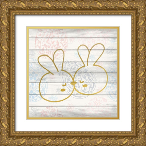 Bunny Love 2 Gold Ornate Wood Framed Art Print with Double Matting by Kimberly, Allen