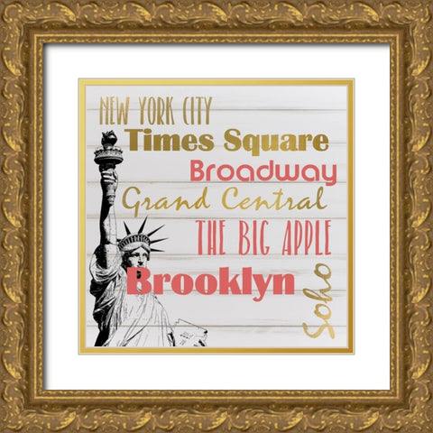 New York Gold Ornate Wood Framed Art Print with Double Matting by Kimberly, Allen