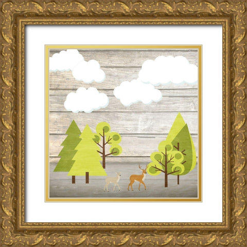 AInto the Woods Gold Ornate Wood Framed Art Print with Double Matting by Kimberly, Allen