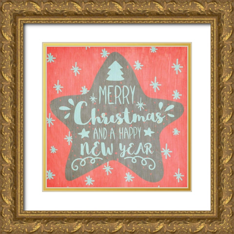 Merry and Bright 1 Gold Ornate Wood Framed Art Print with Double Matting by Kimberly, Allen