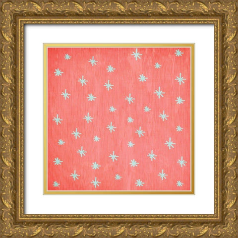 Merry and Bright Pattern Gold Ornate Wood Framed Art Print with Double Matting by Kimberly, Allen