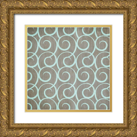 Merry and Bright Pattern 2 Gold Ornate Wood Framed Art Print with Double Matting by Kimberly, Allen