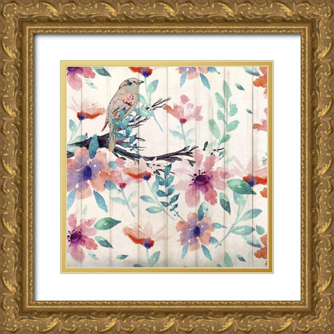 On the Branch 2 Gold Ornate Wood Framed Art Print with Double Matting by Kimberly, Allen