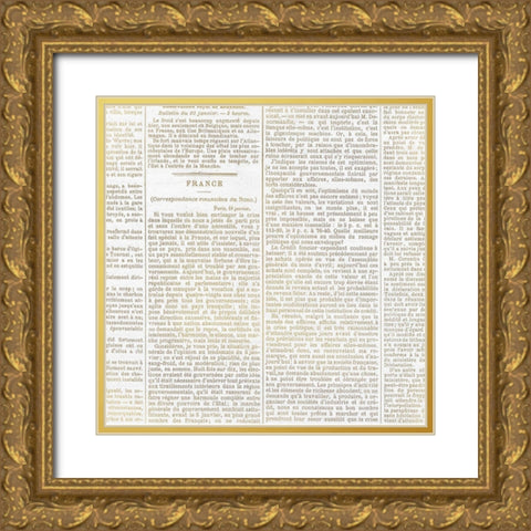 Newspaper Christmas  Pattern 2 Gold Ornate Wood Framed Art Print with Double Matting by Kimberly, Allen