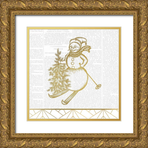 Newspaper Christmas 1 Gold Ornate Wood Framed Art Print with Double Matting by Kimberly, Allen
