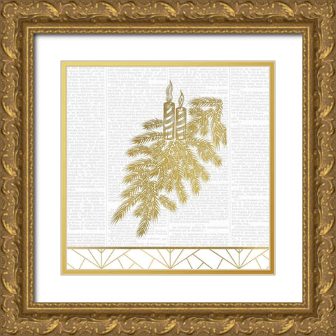 Newspaper Christmas Gold Ornate Wood Framed Art Print with Double Matting by Kimberly, Allen