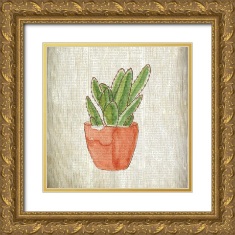 Spring Cactus 1 Gold Ornate Wood Framed Art Print with Double Matting by Kimberly, Allen