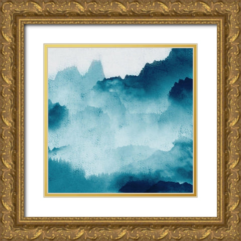 Mountain Mist Teal 2 Gold Ornate Wood Framed Art Print with Double Matting by Allen, Kimberly