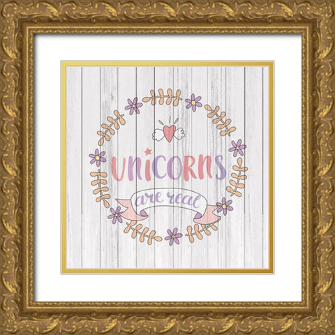Unicorns 2 Gold Ornate Wood Framed Art Print with Double Matting by Kimberly, Allen