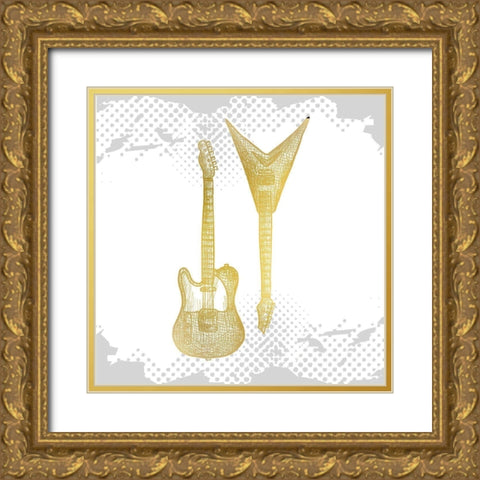 Lets Play Gold 2 Gold Ornate Wood Framed Art Print with Double Matting by Kimberly, Allen