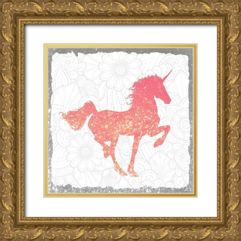 Glitter Pink 1 Gold Ornate Wood Framed Art Print with Double Matting by Kimberly, Allen